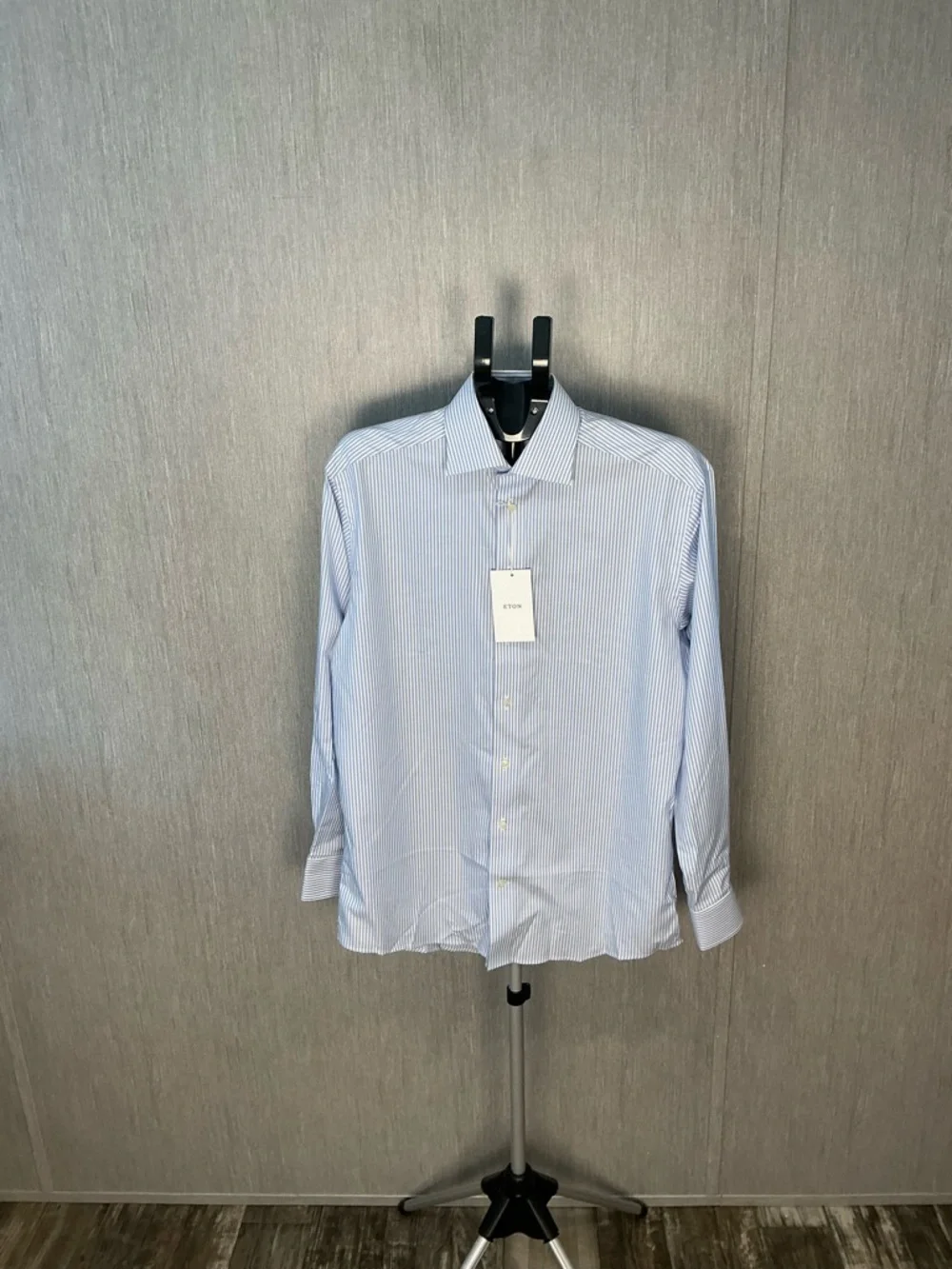 Eton Light Blue Fine-Stripe Men's Dress Shirt Neck Size 40/15 3/4 - Picture 14 of 16